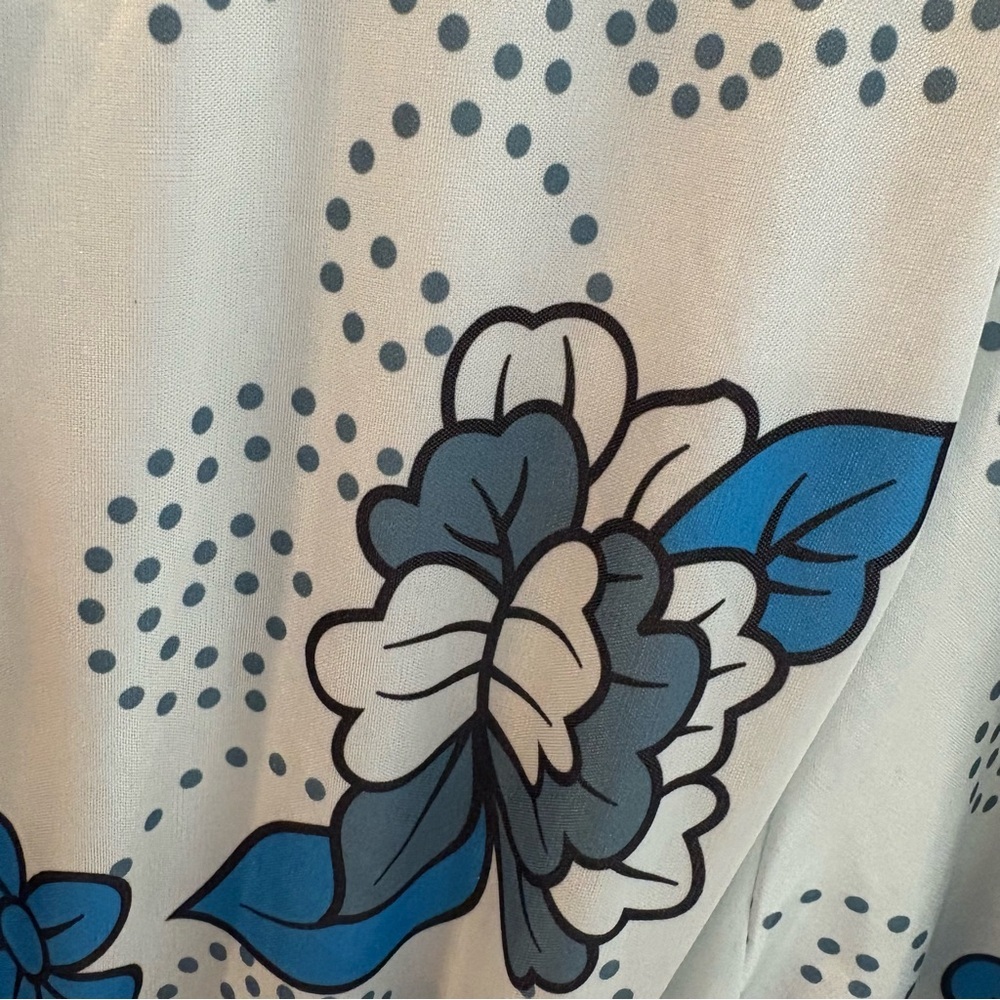 Sindrella VTG Style Luxe Blue Retro Floral Satin Robe Kimono Wrap XL - Picture 6 of 7